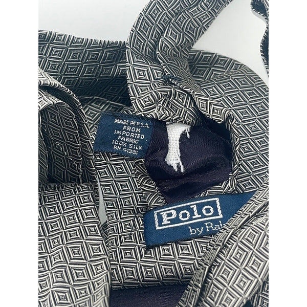Polo Ralph Lauren Handmade Silk Tie Geometric Diamond USA Classic Vintage