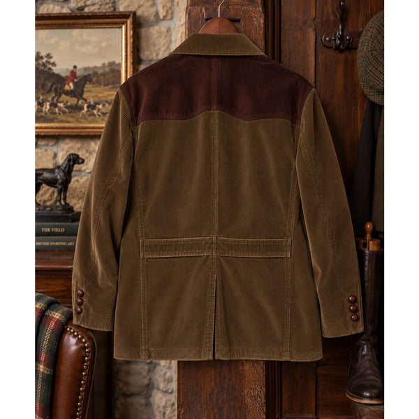 Polo Ralph Lauren Corduroy Norfolk Shooting Jacket Leather Suede Sz L Rare