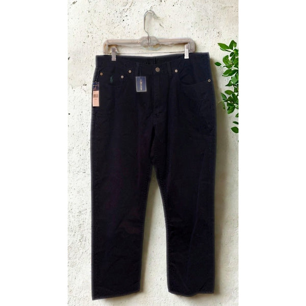 Polo Ralph Lauren 650 Straight Pants Mens 35x30 Black 5 Pocket Twill NWT