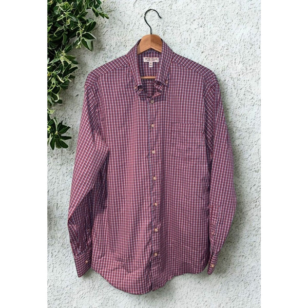 Peter Millar Crown Sport Summer Comfort Ashbury Plaid Performance Shirt Sz M