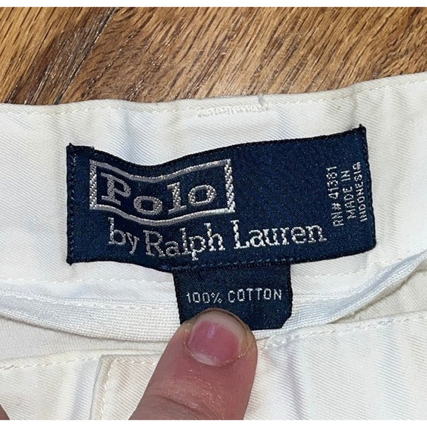 Polo Ralph Lauren Pleated Chino Shorts White Mens 36 Vintage Classic Preppy