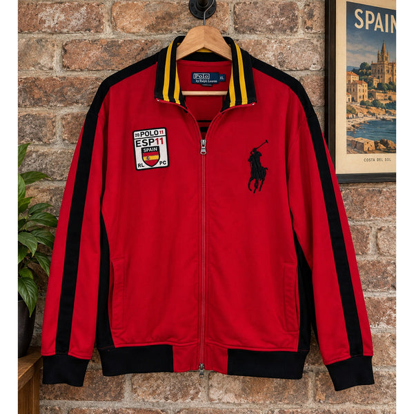 Polo Ralph Lauren Spain Big Pony Track Jacket Men's XL Red Black Full Zip Rare
