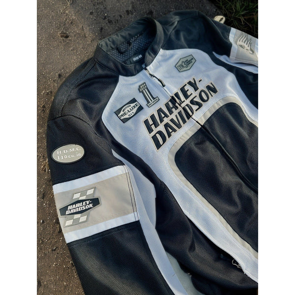 Harley-Davidson Men’s Backstretch Racing Patch Jacket White 97396-11VM Size L EU