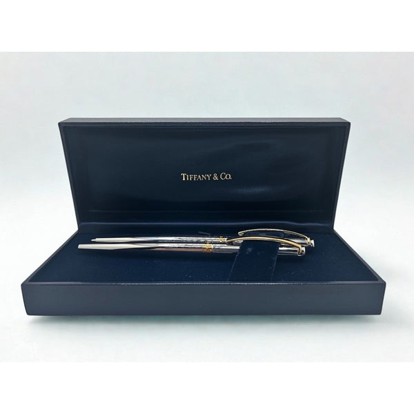 Tiffany & Co T-Clip Pen Pencil Set Chrome Gold Tone NOS Boxed Luxury Writing