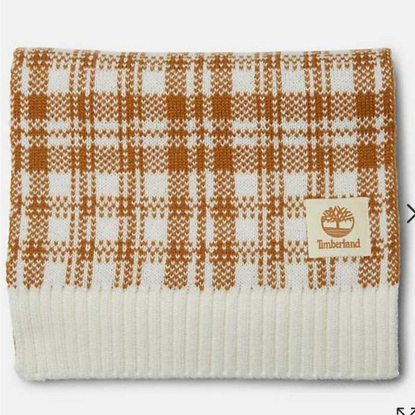 Timberland Scarf Buffalo Plaid Beige Off-White FabFitFun Fall 2023 10" x 68" $60