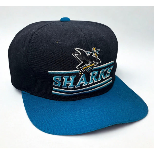 San Jose Sharks Starter Split Bar Snapback Hat Cap Vintage 90s NHL Rare Wool