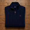 Polo Ralph Lauren Cable Knit 1/4 Zip Sweater Navy Blue Cotton 2XL NWT
