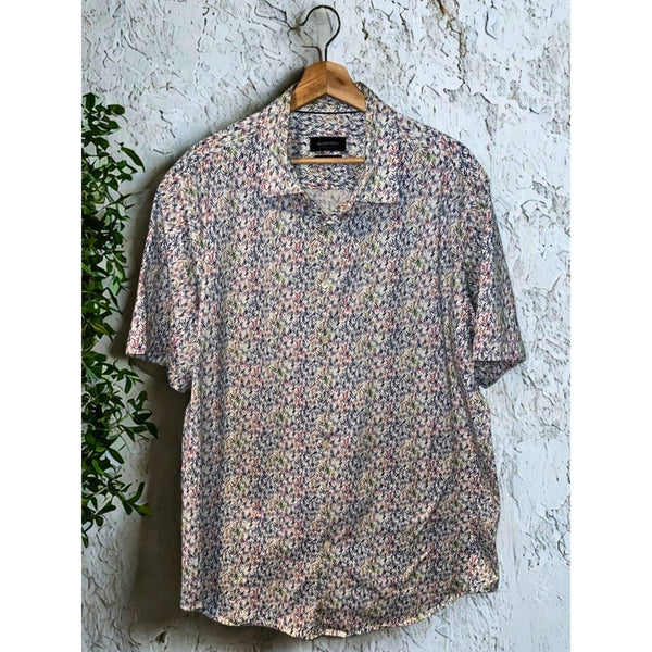 Bugatchi OoohCotton Tech Shirt 2XL 8-Way Stretch Short Sleeve Button Up NWOT