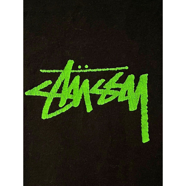Stussy Logo T-Shirt Black Green Graphic Tee Size M