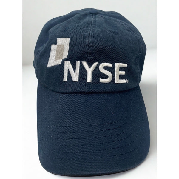 NYSE New York Stock Exchange Leather Strap Dad Hat Navy Cotton Adjustable Cap
