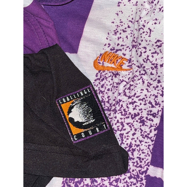 Nike Challenge Court Andre Agassi Purple Voltage Polo Shirt Mens L 1991 Vintage
