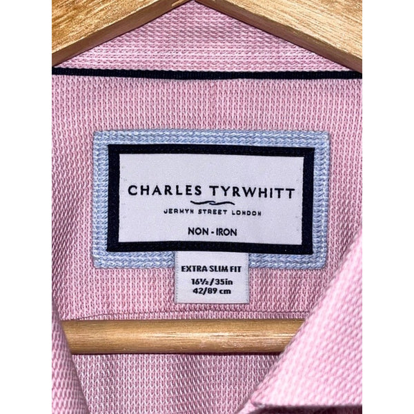 Charles Tyrwhitt Dress Shirt Non Iron Extra Slim Fit Pink Men's 16.5/3 – EH  Treasures