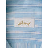 Brioni Mens XL Blue Striped Linen Cotton Button Down Shirt Made Italy Luxury