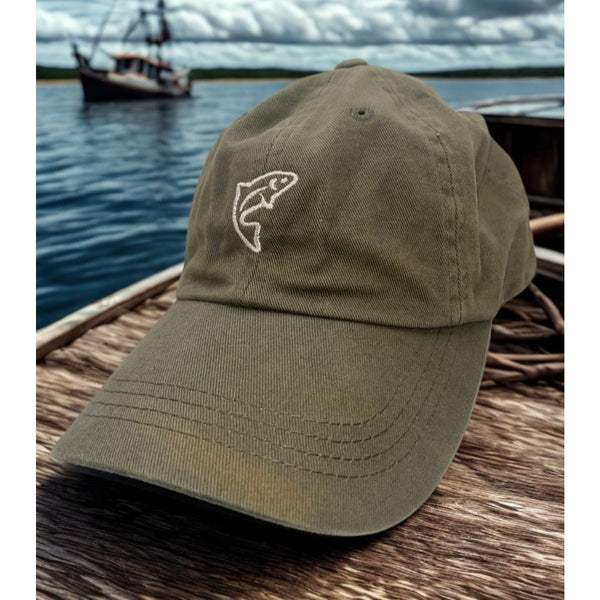 Trout Unlimited Fish Logo Dad Hat Cap Green Adjustable Sunfaded Cotton Fishing