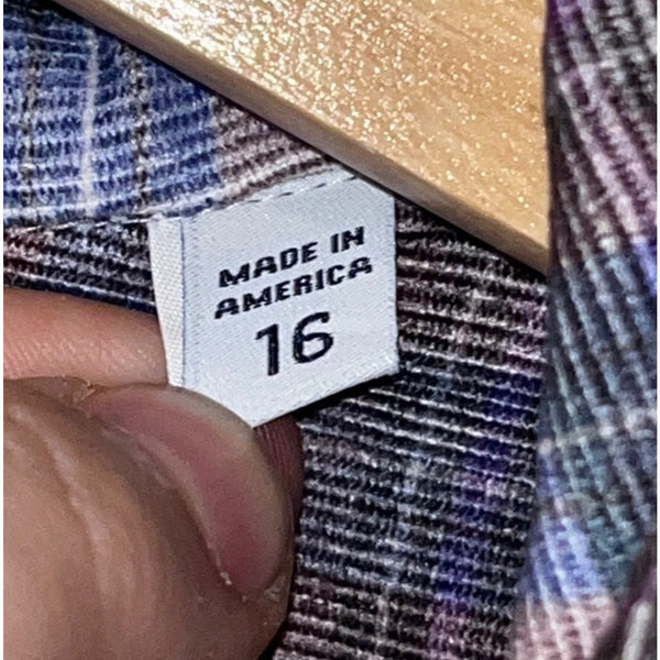 Hamilton Todd Snyder Plaid Button Down Shirt Men's 16 Made USA MSRP $215 Cotton
