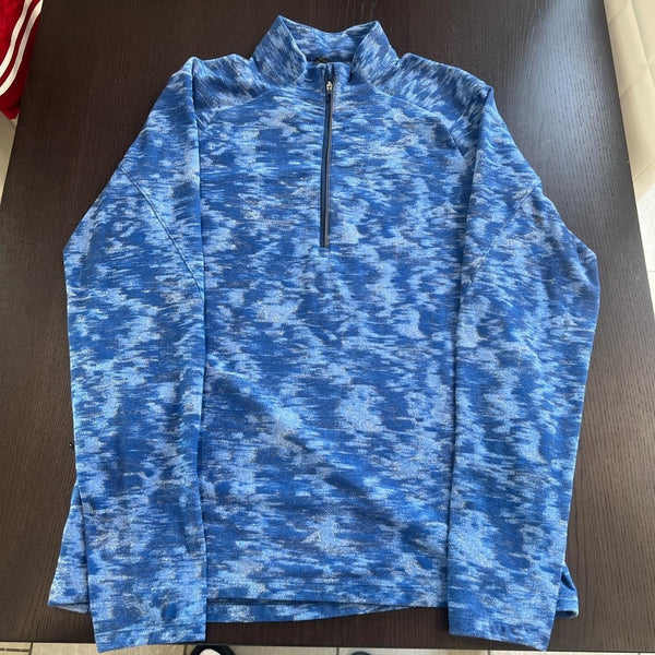 Lululemon Surge Warm Half Zip Pullover Blue Camo Rulu Running Gym Mens XL