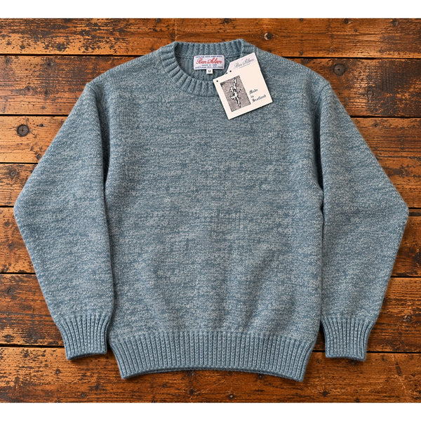 Ben Silver Vintage Shetland Wool Shag Sweater Men's M Blue Melange Scotland NWT