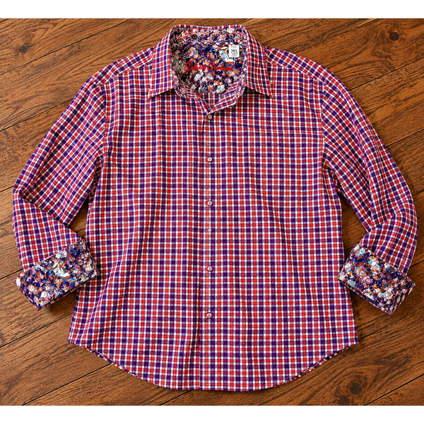 Robert Graham Textured Geometric Flip Cuff Classic Fit Shirt Sz. 2XL