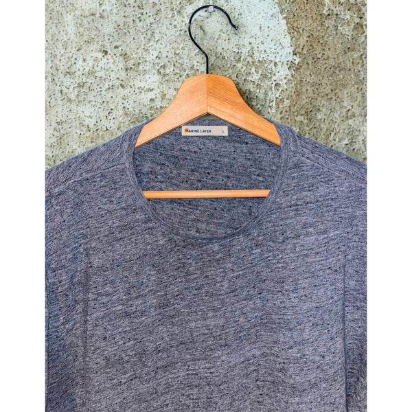 Marine Layer Signature Crew T-Shirt Mens Large Heather Gray Supima Cotton