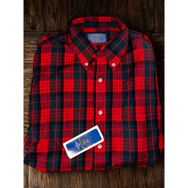 Pendleton Virgin Wool Shirt Red Black Tartan Plaid Made USA M NWT Deadstock VNTG