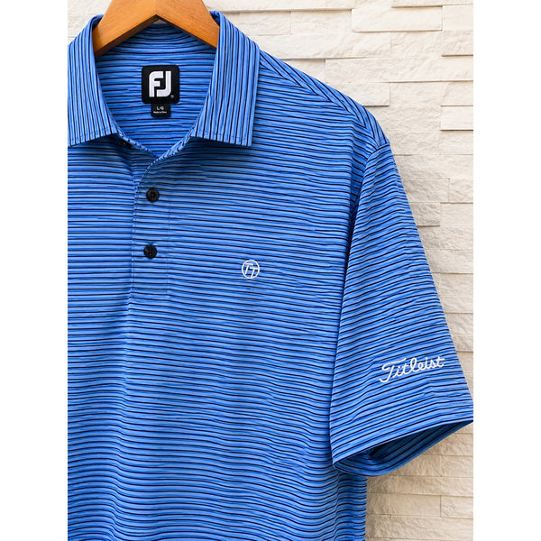 Team Titleist Tour Issued FootJoy Golf Polo Men's L Blue Stripe Rare TT Logo