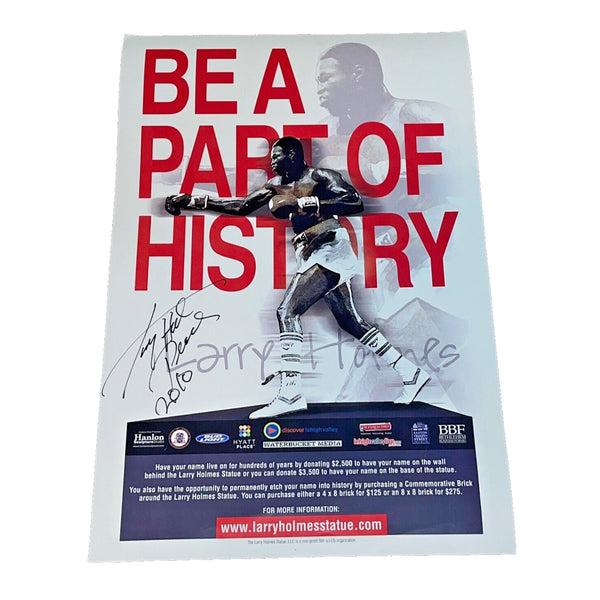 Larry Holmes Signed “Be A Part Of History” Statue Poster 2010 Peace Inscription