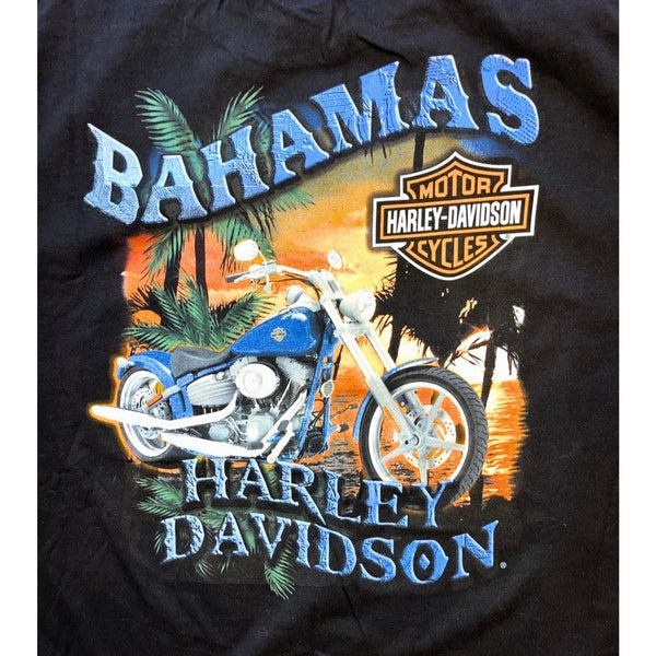 Harley Davidson Bahamas T Shirt Mens 2XL Black Tropical Motorcycle Biker Tee