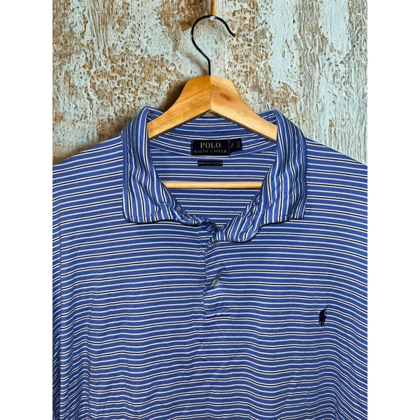 Polo Ralph Lauren Golf Polo 4XB Blue Stripe Pima Soft Touch Big Cotton Shirt