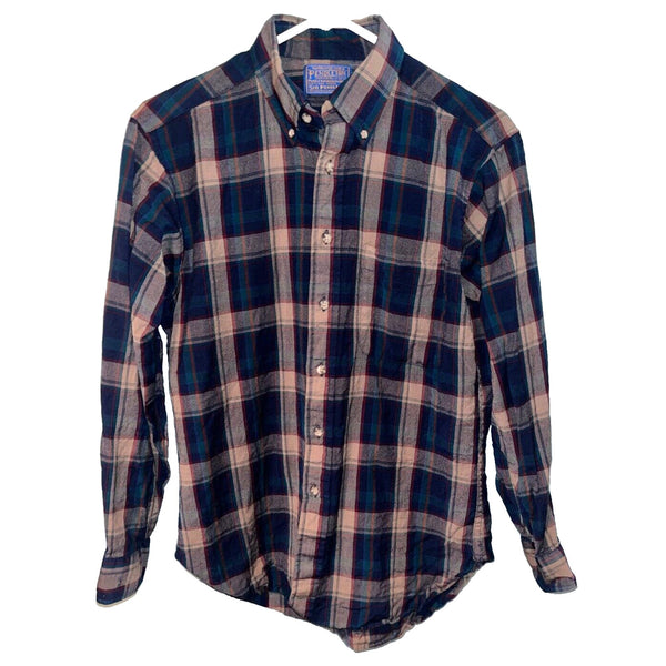 Pendleton Sz. M 100% Virgin Wool Plaid Flannel Shirt USA VTG