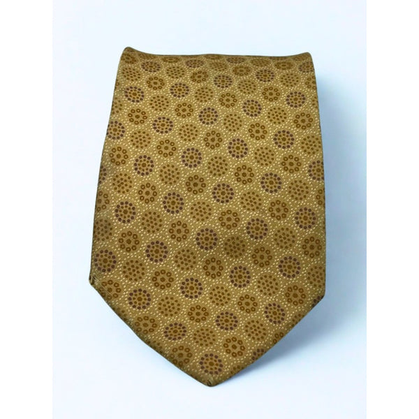 Ermenegildo Zegna 100% Silk Tie Made Italy Gold Medallion Luxury Designer