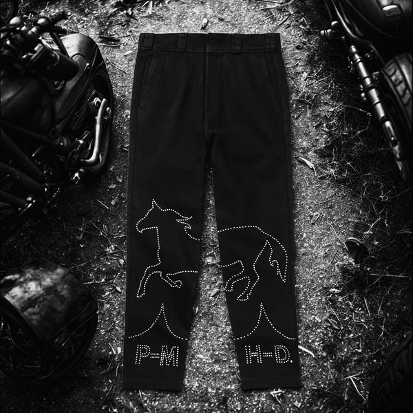 Post Malone x Harley-Davidson Studded Horsepower Denim Jeans 34x32 NWT Rare $175