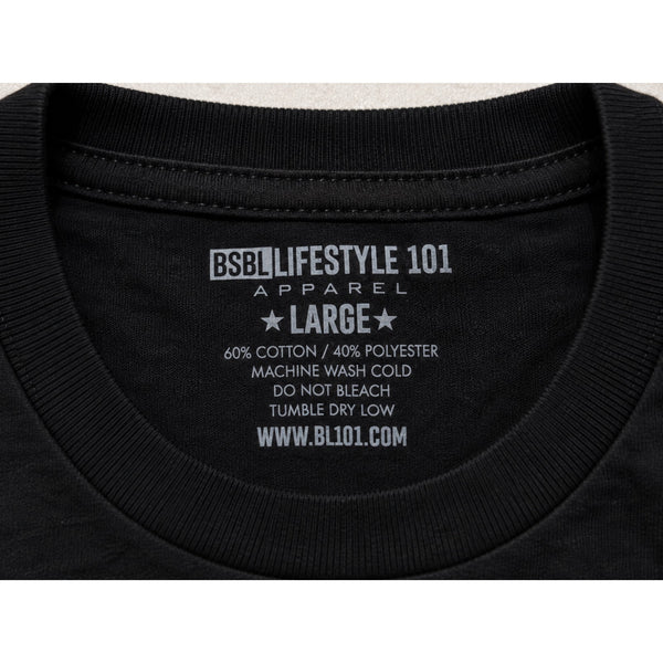 B101 Baseball Lifestyle 101 Your Girlfriend Likes My Swing Tee Black Mens Large