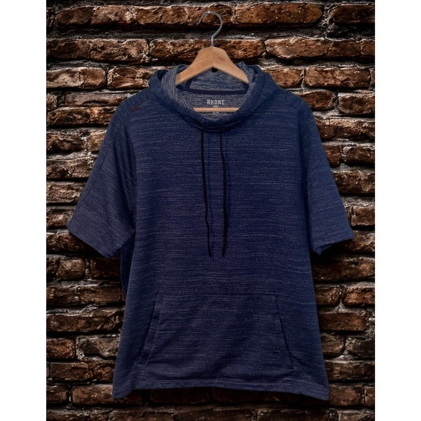 Rhone Luxe Short Sleeve Knit Hoodie XL Indigo Blue Pullover Performance $98 NWOT