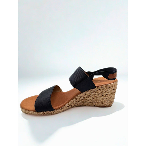 Tommy Bahama Sakura Elastic Wedge Sandals Black Sz 10