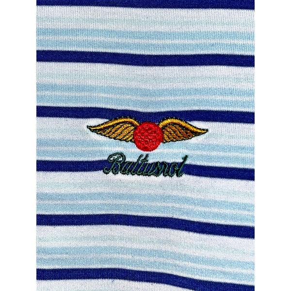 Peter Millar Crown Seaside Stripe Polo L Drirelease Baltusrol Golf Logo