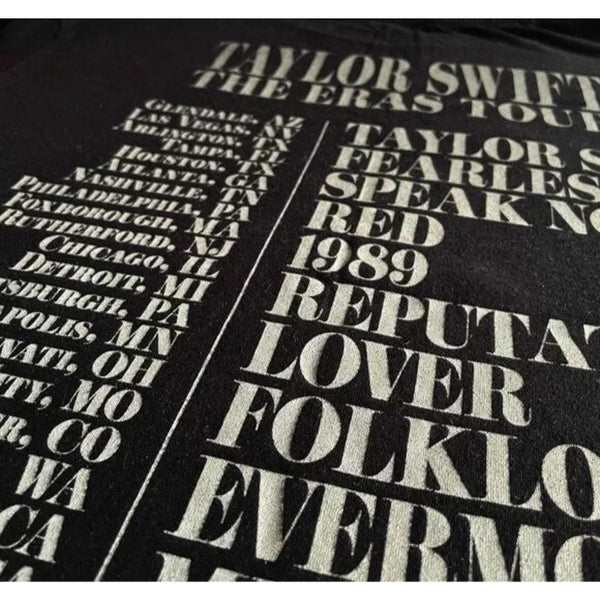 Taylor Swift The Eras Tour T-Shirt Black Size L Official Tour Merch EUC