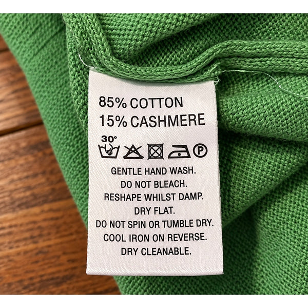 Charles Tyrwhitt Cotton Cashmere Sweater Men's M Green Crewneck Made Italy