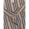 J. Peterman Grandad Band Collar Shirt Sz. XL Striped Brass Button Cotton Vintage