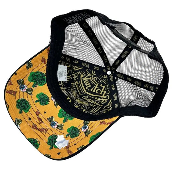 Von Dutch Flying Eyeball Green Trees Mesh Snapback Trucker Hat NWT Rare OSFA
