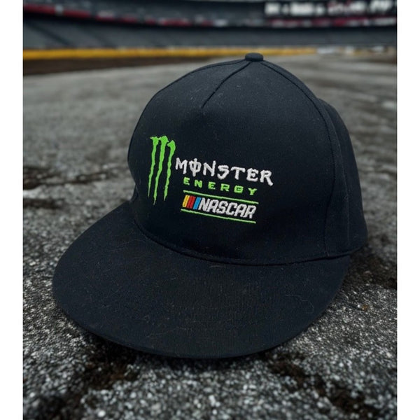 Monster Energy NASCAR Snapback Hat Black Green Logo Cap NWOT Adjustable