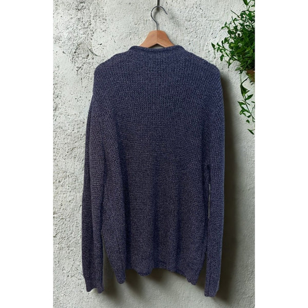 L.L. Bean Organic Cotton Fisherman Sweater 2XL Blue Roll Neck Waffle Knit NWT