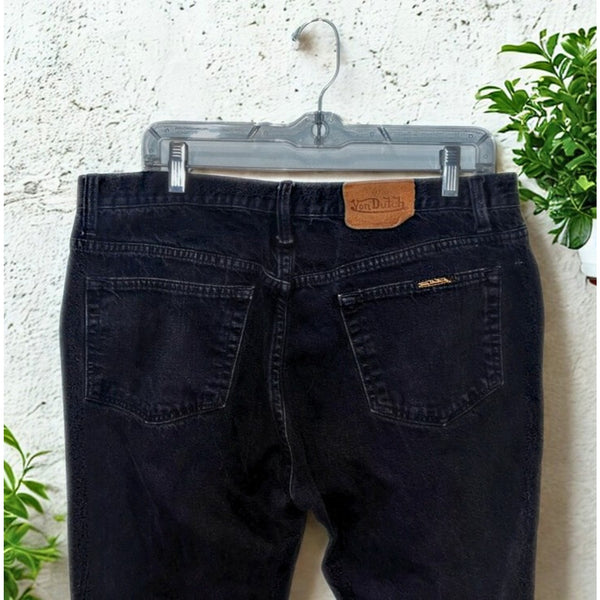 Von Dutch Black Jeans Men’s 34x27 Vintage Denim No Tags Small Crotch Hole Y2K