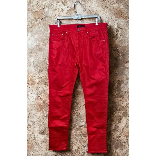 Purple Brand P001 Red Patent Leather Film Jeans Men’s 34x33 Skinny Low Rise