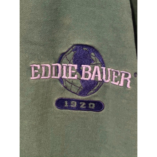 Eddie Bauer EBTEK Crew Sweatshirt Sz L Green 100% Cotton Y2K Gorpcore Vintage