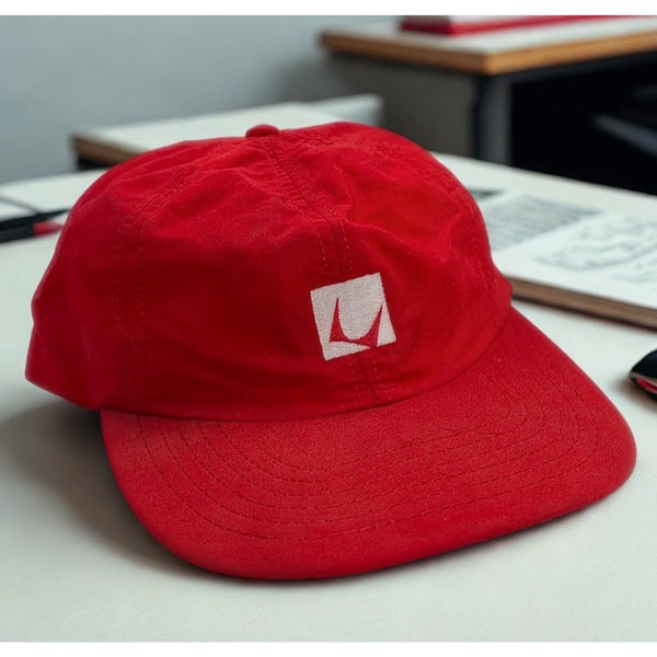Herman Miller 5 Panel Stretch Back Hat Red Vintage USA Made Rare Employee MCM
