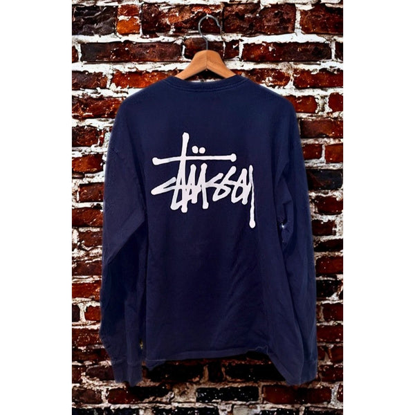 Stussy Long Sleeve T Shirt Men’s XL Blue Big Logo Graphic Streetwear Skate