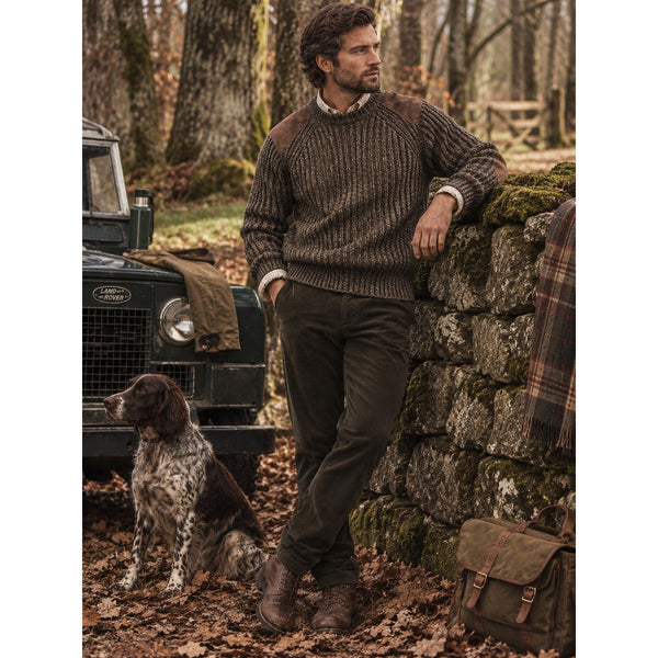 Polo Ralph Lauren Military Commando Shooting Jumper Wool Alpaca Leather Sz L