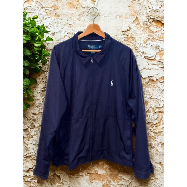 Polo Ralph Lauren Bi Swing Windbreaker Jacket Blue XL Full Zip Bomber Vintage