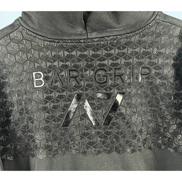 A7 Bar Grip Hoodie Men S Black Powerlifting Sweatshirt Textured Back Logo EUC