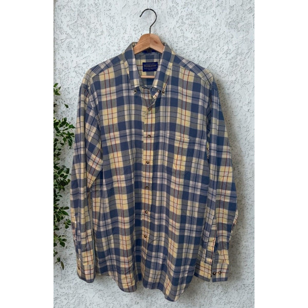 Pendleton Oceanside Shirt Mens Large Authentic Indian Madras Plaid Button Up L/S